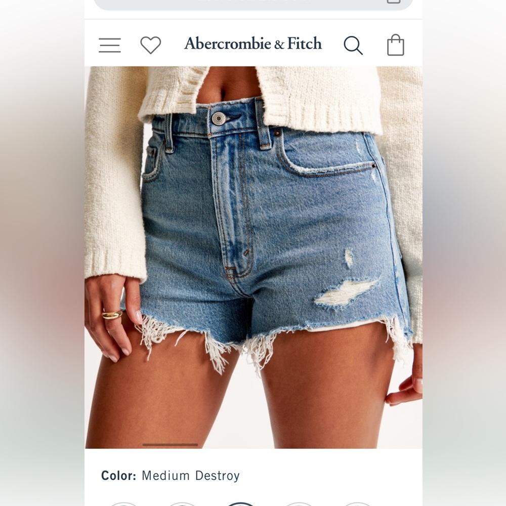 High Rise Mom Shorts in Medium Destroy